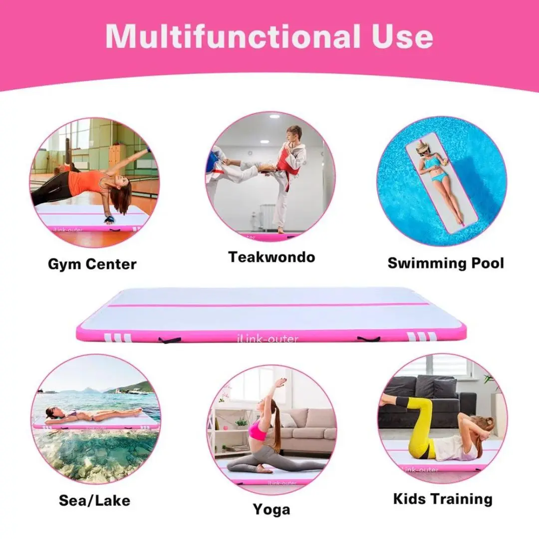 Tumbling Track Mat Thickness Inflatable Gymnastics Mats Air Mat Tumble Track, Air Floor Training Mats with Pump for Kids Gym