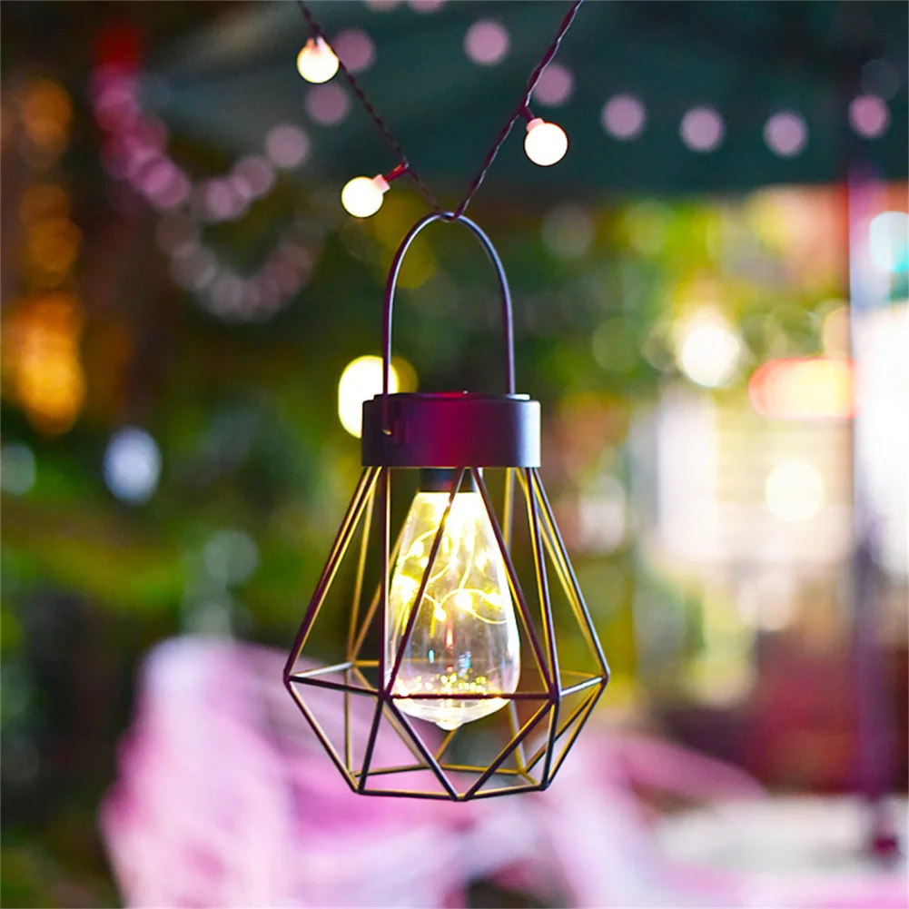 

Solar Powered Lights Waterproof Geometric Outdoor LED Lights Solar Lamp With Handle For Pathway Yard Patio