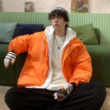 

Fake Two Pieces of Autumn and Winter New Simple Fashion Trend Casual Cotton Coat Plus Velvet Thick Thick Warm Jacket