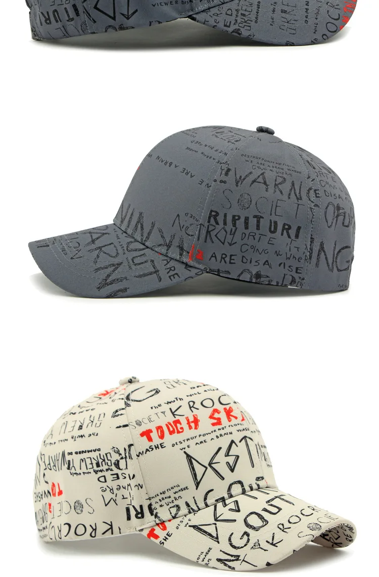 Streetwear Graffiti Unisex Baseball Kappe Sommer Mode Outdoor Freizeit Snapback Hut Hip Hop Cap Visier Sport Verstellbaren Riemen – Detail 8