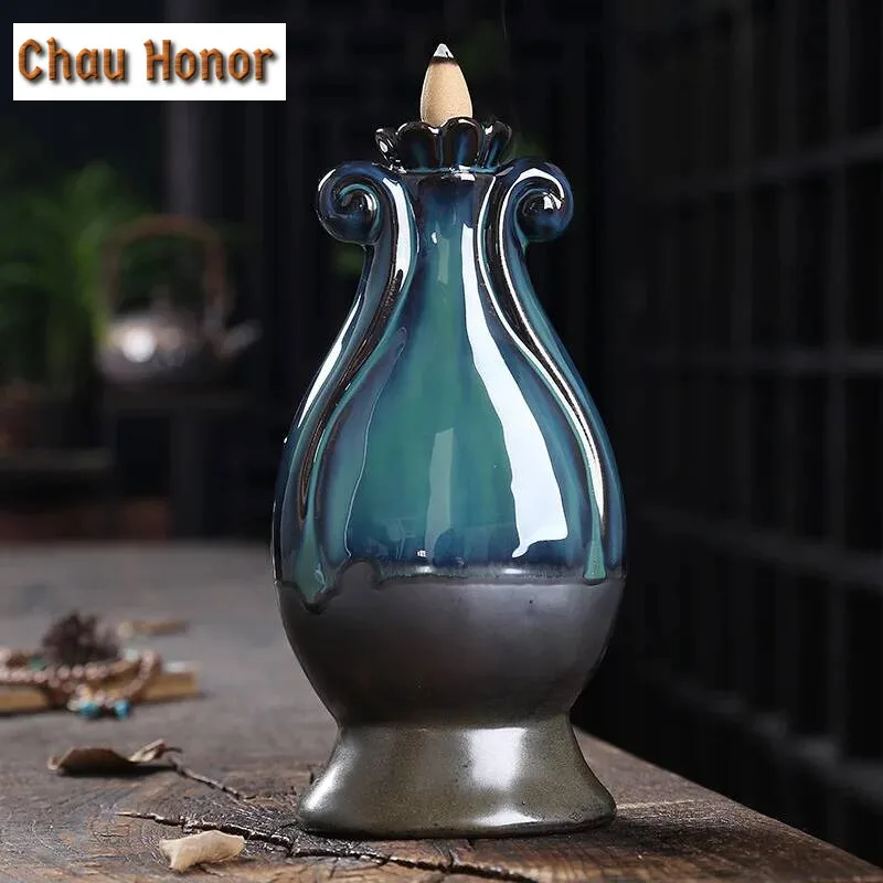 Incense Burner Ceramic Backflow Censer Backflow Aromatherapy Incense Censer Holder for Home Reading Room Clouds Sea and Mountain