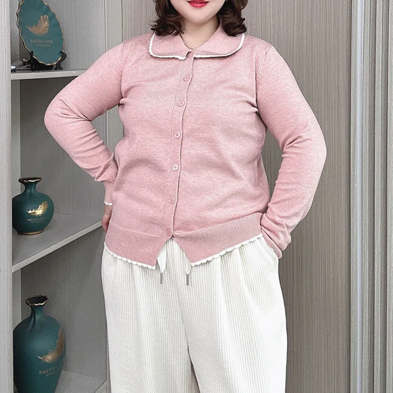 Women's Rabbit Core Yarn Knitting Sweater, Plus Size Cardigan, Sweet Long Sleeve Jumpers, Autumn, New, 4057