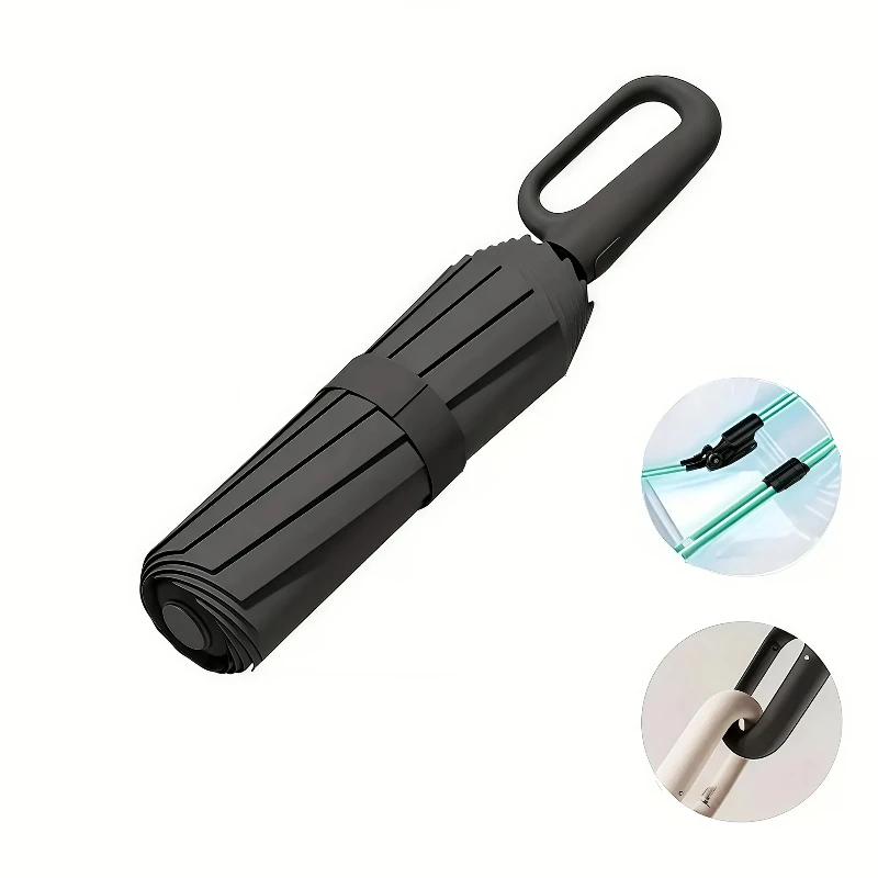 Stylish UV Protection Compact Folding Umbrella with Loop Buckle