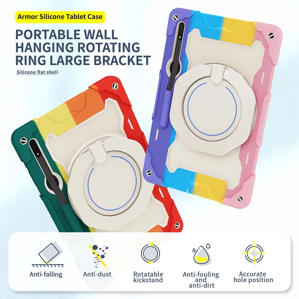 Armor B Style Case For Samsung Galaxy Tab S8 Ultra Pen Slot ShockProof Silicone PC Hand Ring Stand Cover Skin_voghion.com