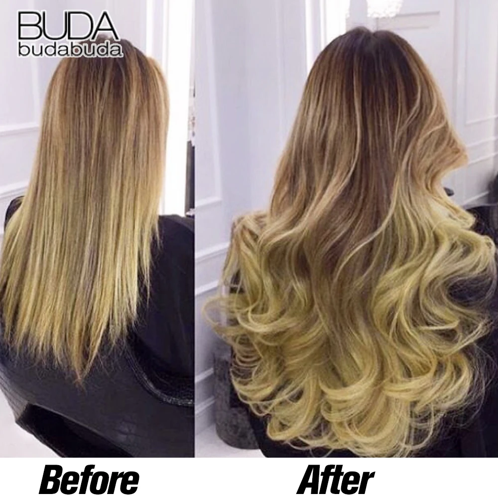 Extensions de cheveux longs, raides et bouclés, 5 clips, 22 pouces, résistantes à la chaleur, mélange de couleurs, blond, pour femmes_voghion.com