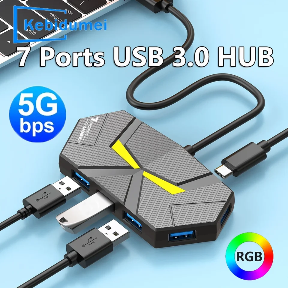 Usb 3.0 Hub 7 Port Type C Docking Station For Laptop And Mouse_voghion.com