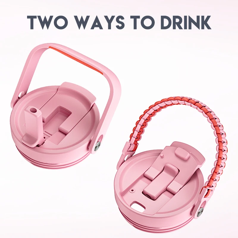 Meoky 컵 레드 핑크 그라디언트 커피 컵, 40oz, 1182oz, 누수 방지, 스테인리스 스틸 음료수 병, 34 시간 동안 아이스 및 온수 유지