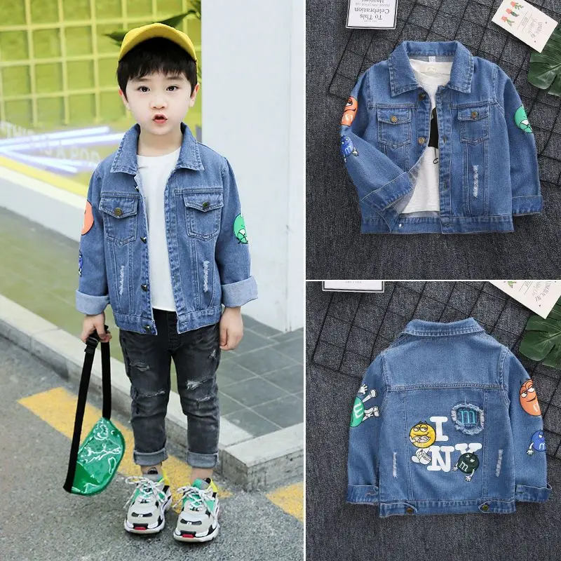 Autumn Jacket For Boy Jean Coat Cartoon Kids Outwear Spring Denim Jacket Boy Windbreaker Children jacket TZ478