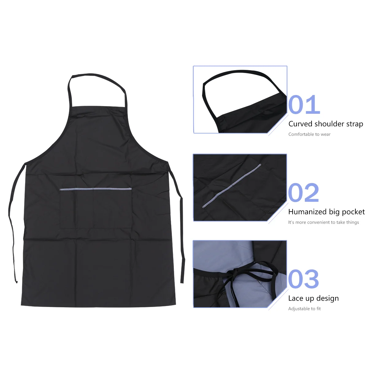 Waterproof Polyester Apron with Large Pockets for Kitchen and Salon Use