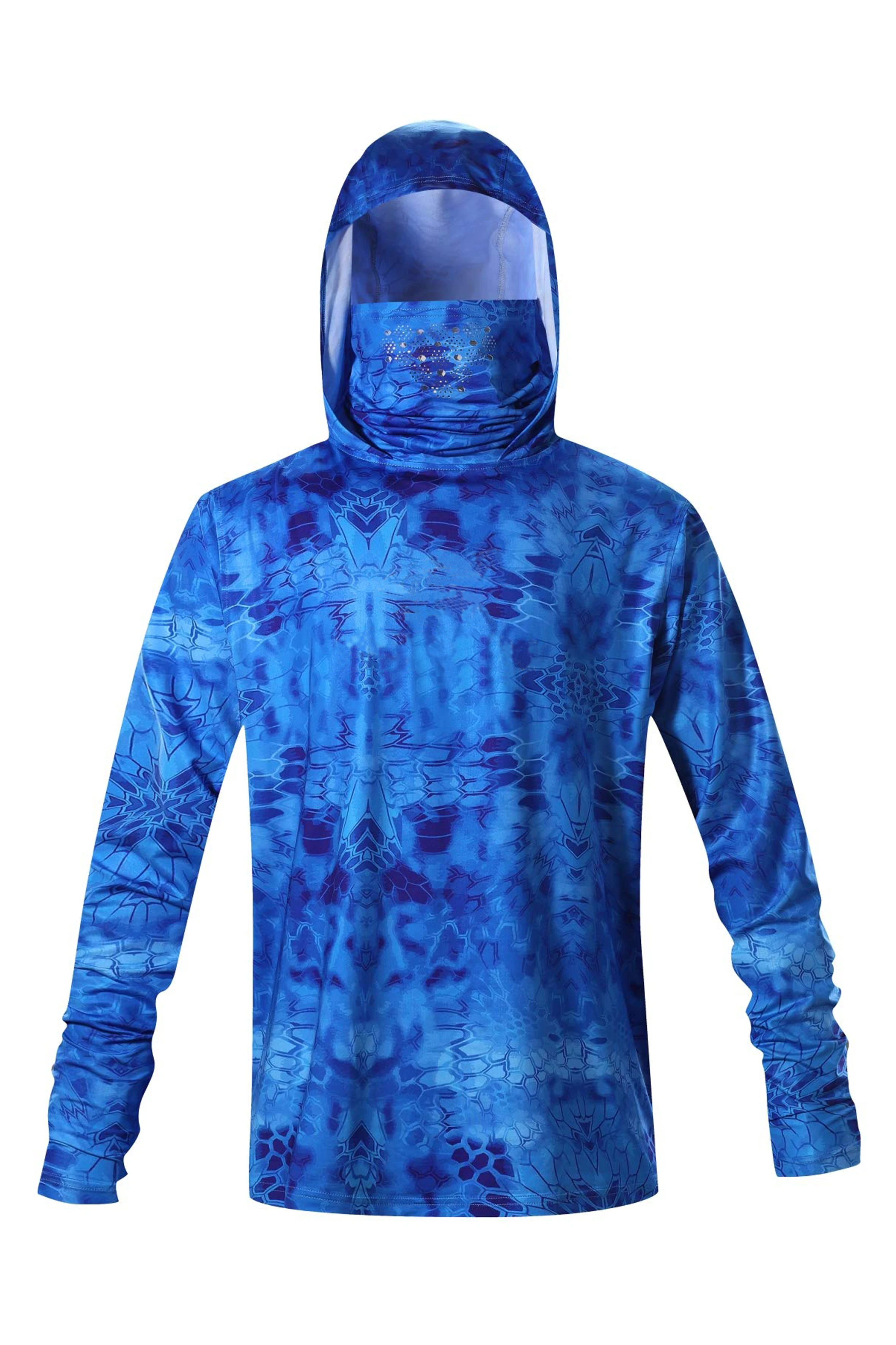 2023 Summer Men Hooded Long Sleeve Performance Fishing Shirts Jersey Fishing UV Hoodies Clothing Face Mask