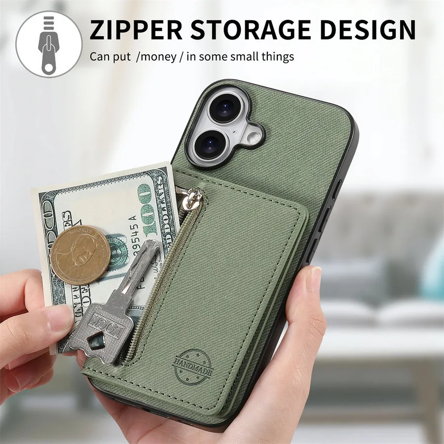 Luxury 5G RFID Leather Wallet Zipper Case