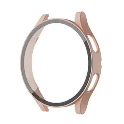 Durable All-Around Glass+Case with Anti-Fall Bumper and Screen Protector for Galaxy watch 4 40mm (Pink)