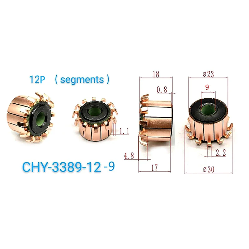 1Pcs 구리 후크형 전기 모터 정류자 23x9x17mm 12P 치아 구리 후크형 전기 모터 정류자