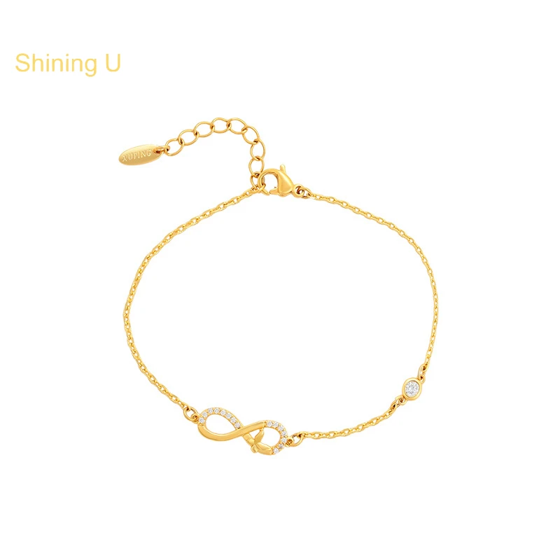 

Shining U 24K Gold Color Bracelet for Women Simple Fashion Jewelry Gift