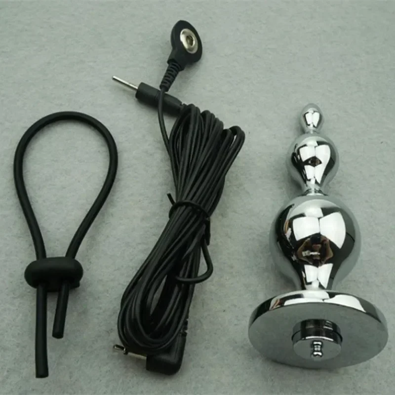 Penis Stimulate Ring For Therapy Machine Sex Toys For Men Electro Shock Pulse Cock Ring Metal Anal Plug Accessory Electrode