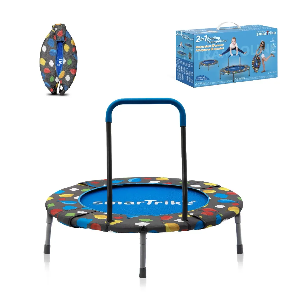 

2-in-1 36-inch Indoor Folding Trampoline With Handlebar Pokes Pokes for Child Freight Free Trampolines Sports and Entertainment