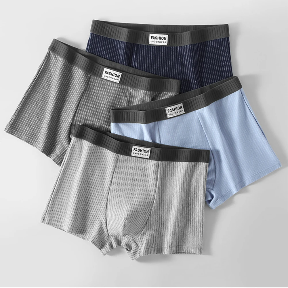 

Fashion Men Sexy U Pouch Boxers Smooth Underwear Male Low Waist Briefs Striped Shorts Man Flat Boxers Sleep Bottoms Underpants