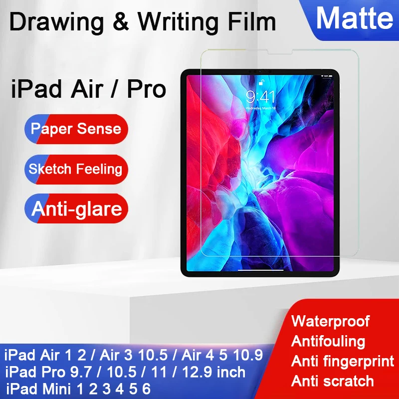 

Drawing Film For Apple iPad 7th 8th 9th 10.2 Pro 11 12.9 2018 2020 Air 3/4/5 10.5 10.9 2022 Screen Protector Paper Writing Film