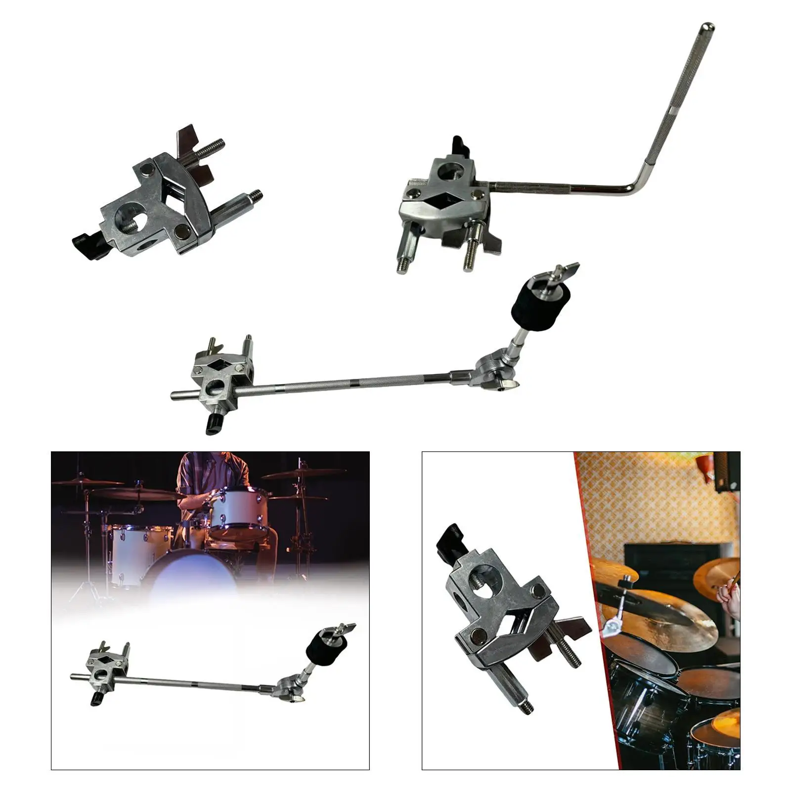 Drum Cymbal Extension Clamp Accessories Metal Musical Instrument Adjustable Bracket Cowbell Mounting Bracket Cymbal Arm Clamp
