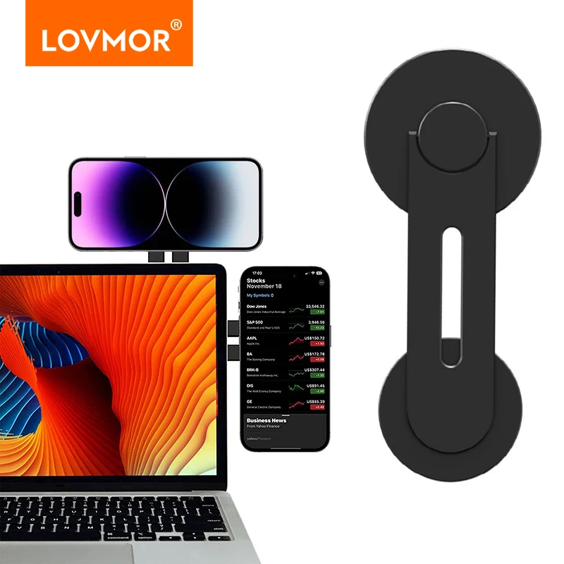 Laptop Phone Holder Monitor Side Mobile Phone Mount Screen Extension Bracket for