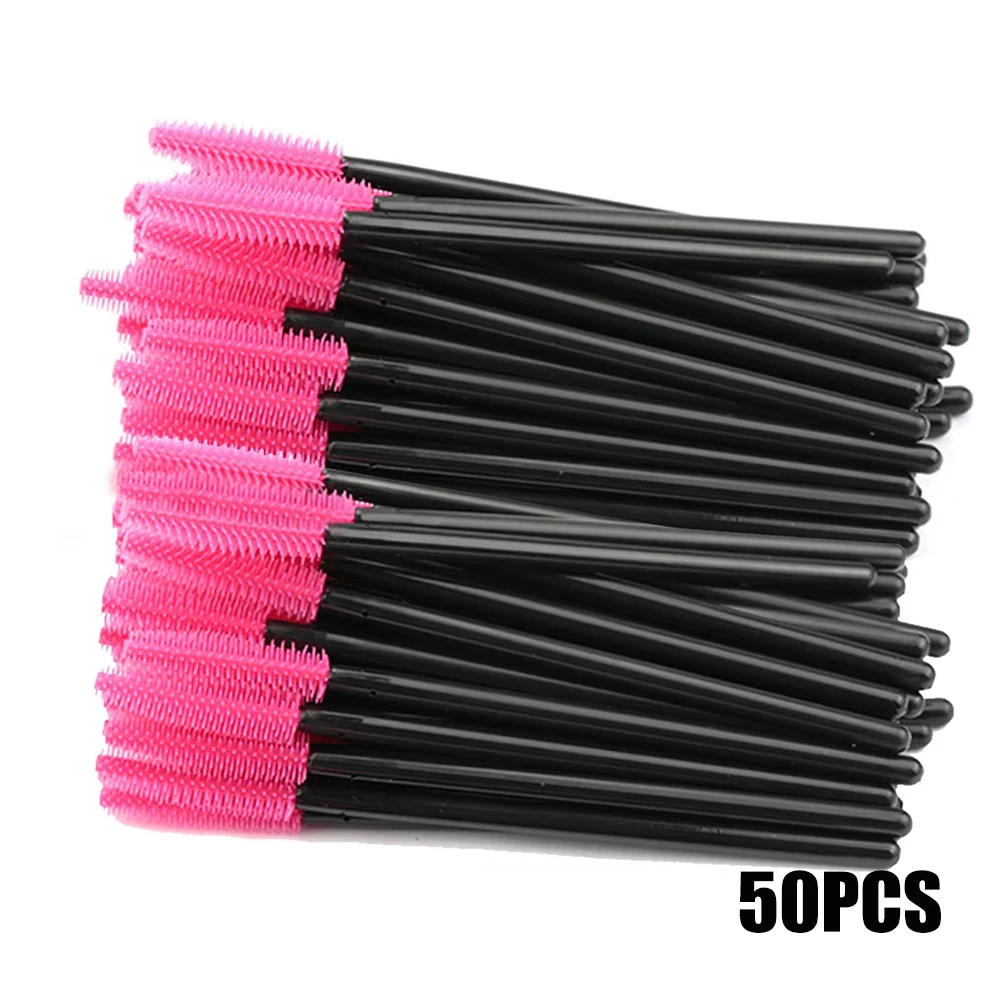 50PCS 속눈썹 브러쉬 실리콘 젤 속눈썹 브러쉬 마스카라 완드 애플리케이터 스풀러 속눈썹 화장품 브러쉬 메이크업 도구 메이크업