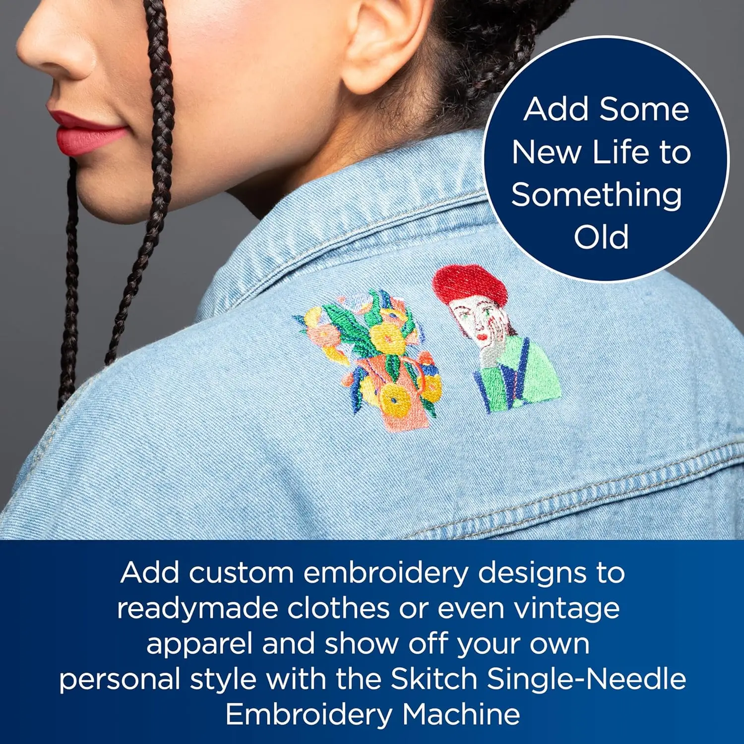 Skitch Single-Needle Embroidery Machine Powered by Artspira 4&rdquo; x 4&rdquo; Embroidery Area Bluetooth Connected