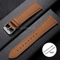 Vintage - Style Grain Leather Watch Strap - Quick Release Calfskin Band - 20mm (Brown)