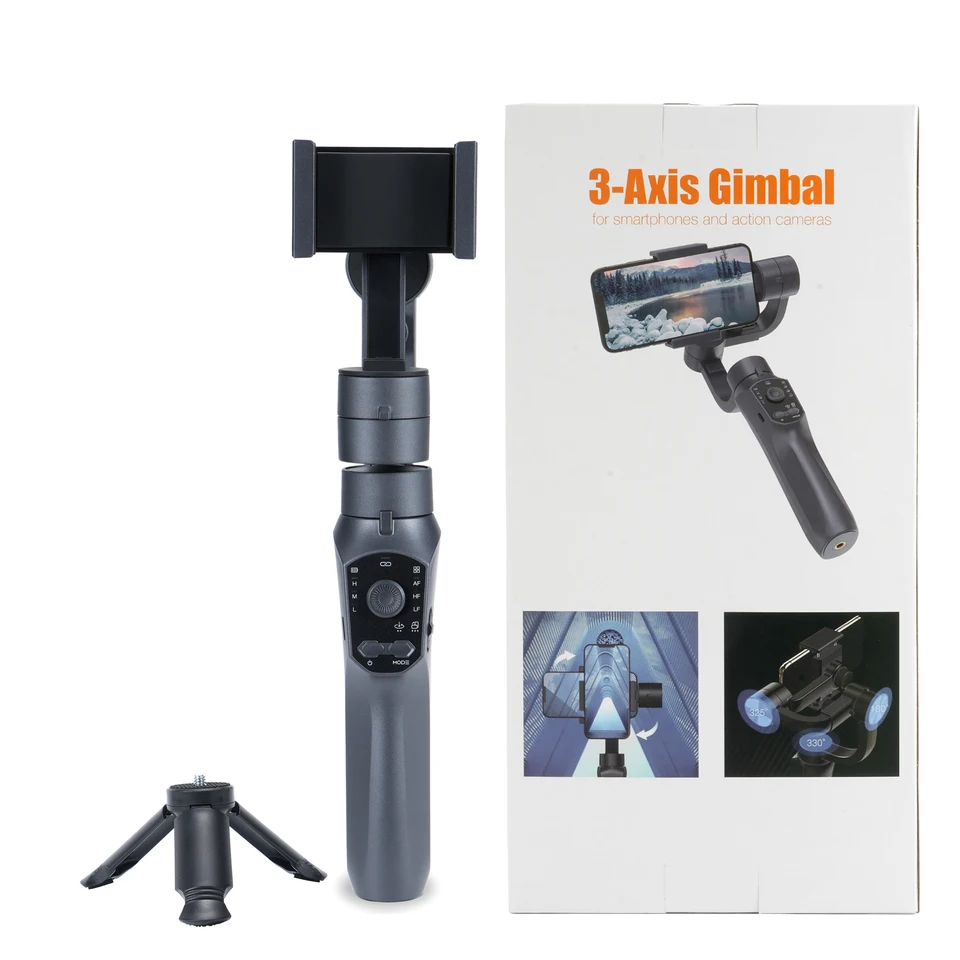 3-Achsen-Mobil-Smart-Auto-Stabilisator-Stativ mit Gesichtserkennung, wiederaufladbar, ausgestattet mit Beauty-Blitz für Smartphone-Gimbal_voghion.com