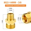 Brass Pressure Washer Coupling Adapter M22-14mm Male to 3/8 and 1/4 Connector M22 Pressure Washer Hose Adapter Fitting 4500 PSI 3