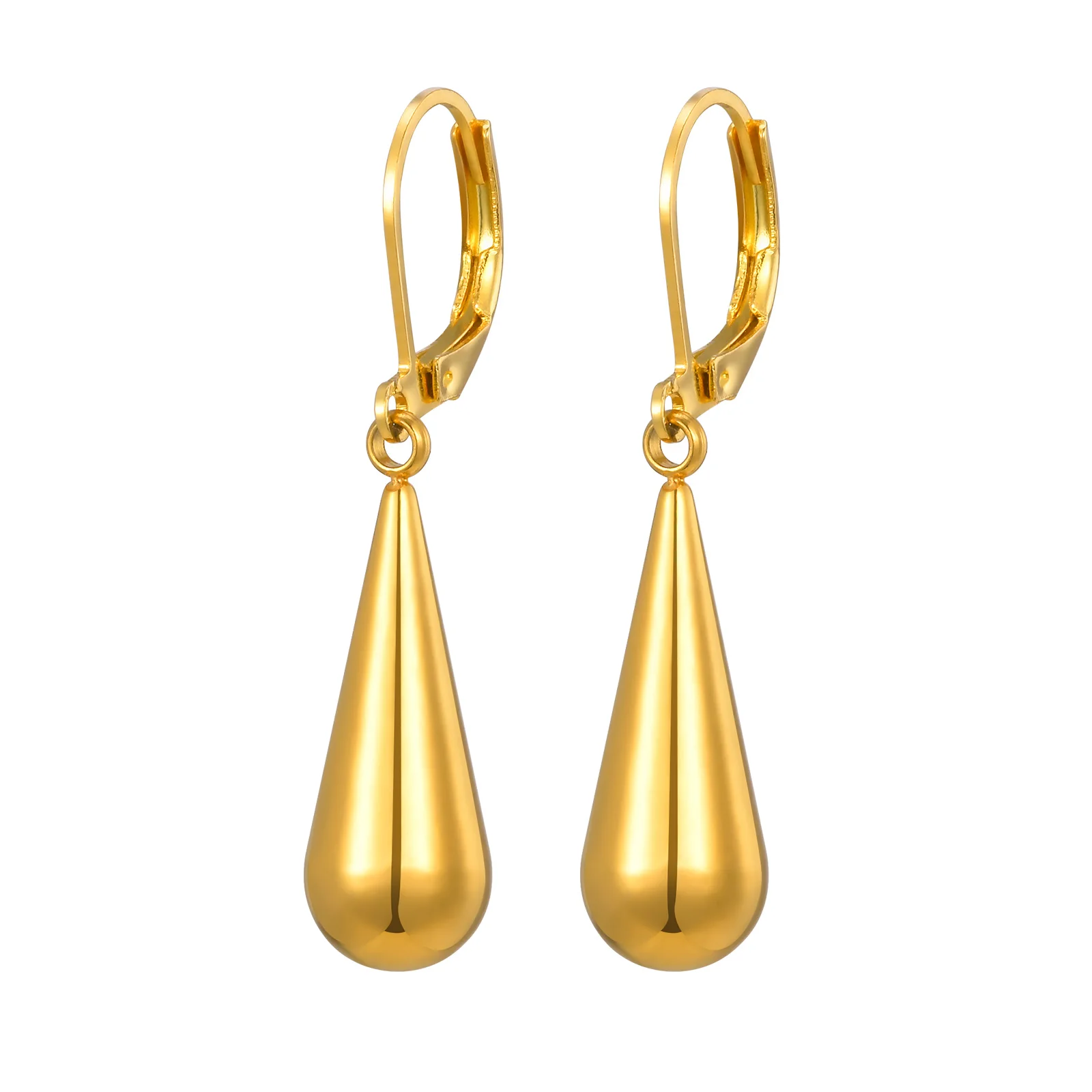 Wassertropfen-Ohrringe aus Edelstahl für Damen, hochglanzpolierte, nicht allergische lange Anhänger-Ohrringe, eleganter Modeschmuck