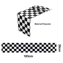 Checkered Race Car Party Tablecloth with Racetrack Design - Black & White Flag Decor for Racing - Themed Birthday Parties (Coffee)