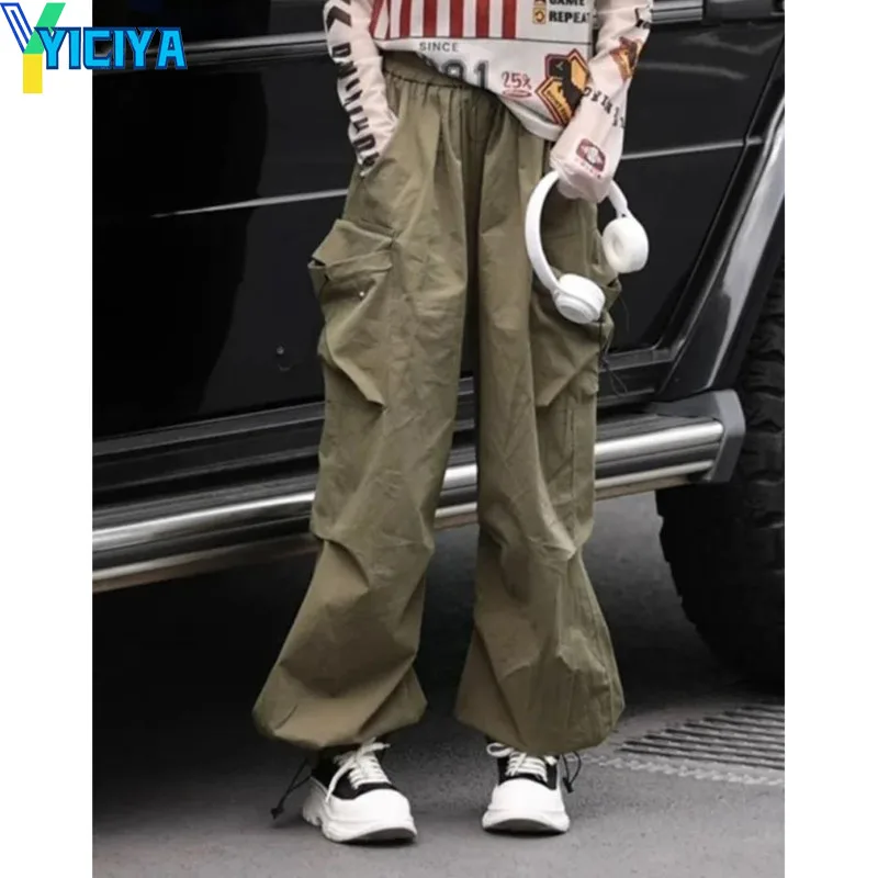 

YICIYA y2k Women Cargo Pants streetwear High waist pants More than a pocket Trousers vintage Wide Leg Pants grunge baggy pants