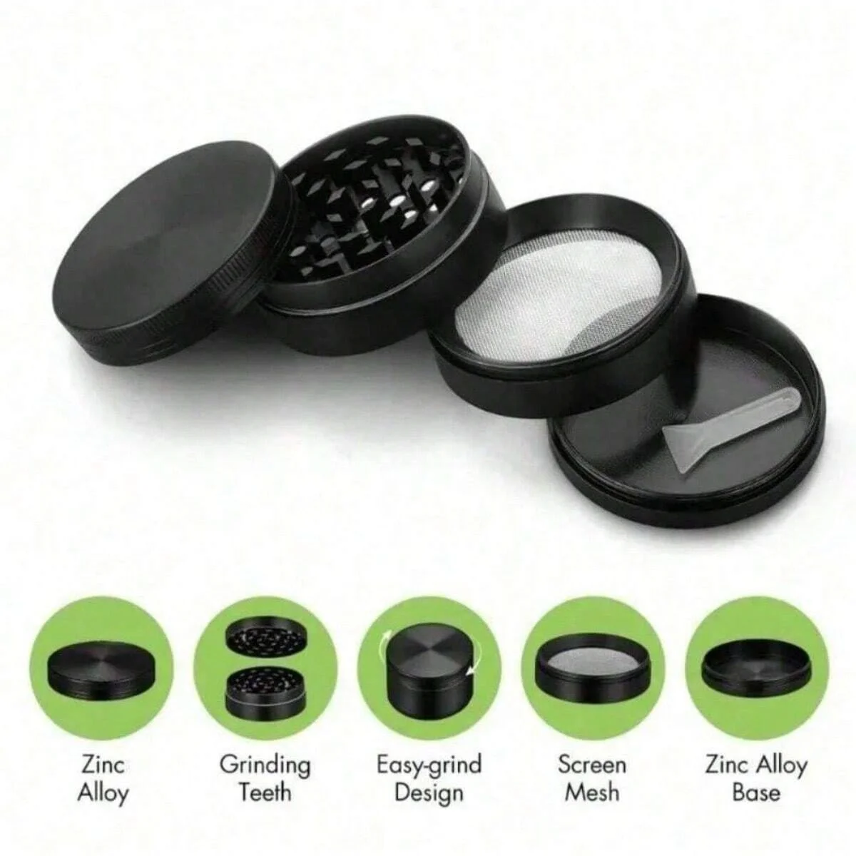 2inch Metal Herb Grinder 4-layer Manual Spice Mill Pepper Mortar Crusher Raw Grass Tobacco Grinder Smoking Cigarette Accessories 3