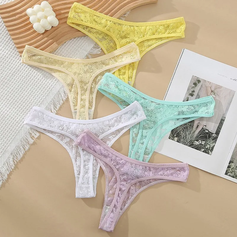 

Breathable G-string Hollow Out Women Underwear Mesh Perspective Low Rise Lace See Through Lingerie Micro Female Panties