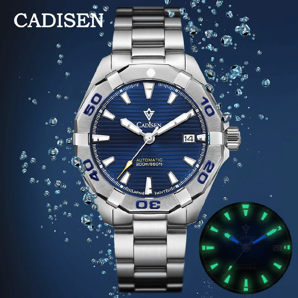 

CADISEN 2023 New Men's Watches Top Luxury Automatic Machinery Watch For Men NH35A 200M Waterproof AR Sapphire Mirror Wristwatch