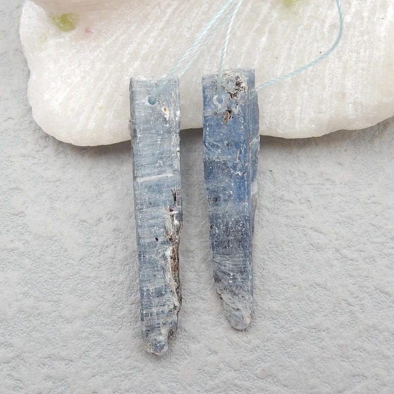 

Natural Blue Kyanite Handmade nugget Earrings Bead,Charms Semiprecious Women Earrings Jewelry Gif,Hot Selling 42x5mm8.6g