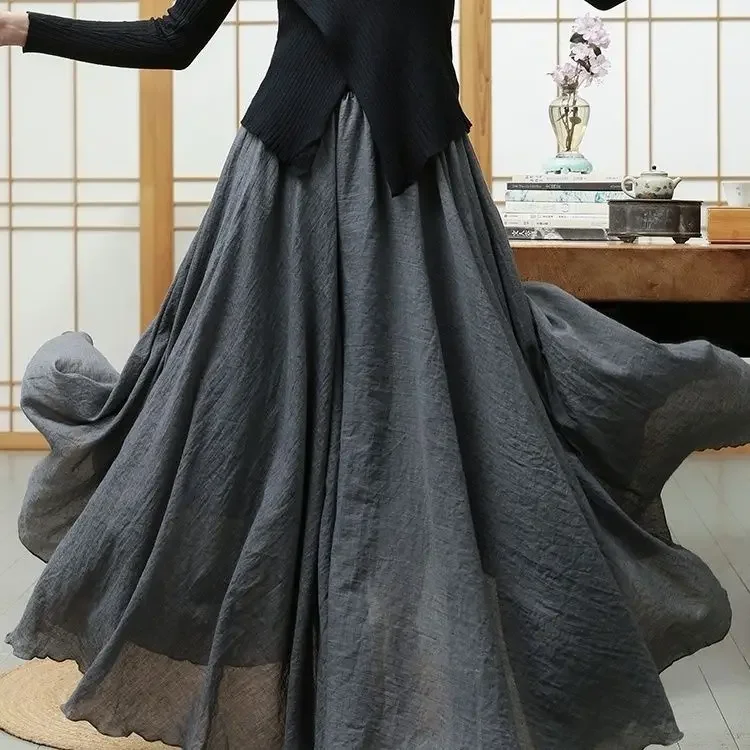 

Spring and Summer New Chiffon Double Layer Swinging Casual Long Dress Fairy Dress Large Size High Waist Student Long Dress P698