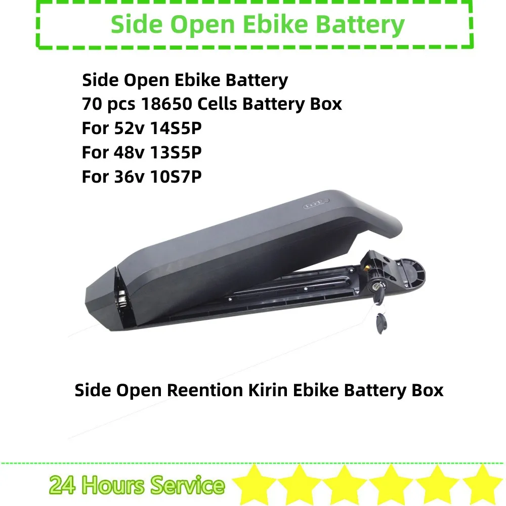 

70 65 pcs 18650 Cells Ebike Battery Box 52V 48V 36V Side Open Release Reention Kirin DK-7 DK-7-B Battery Case with Holder