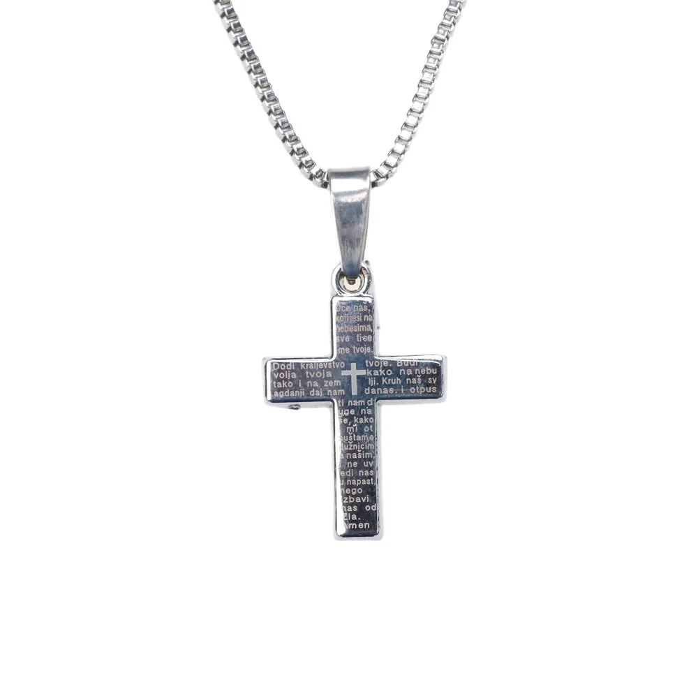 

2022 Fashion Cross Pendant Necklace Men Women Fashion Stainless Steel 18/20/22/24 Inch Box Chain Necklace Jewelry Birthday Gift