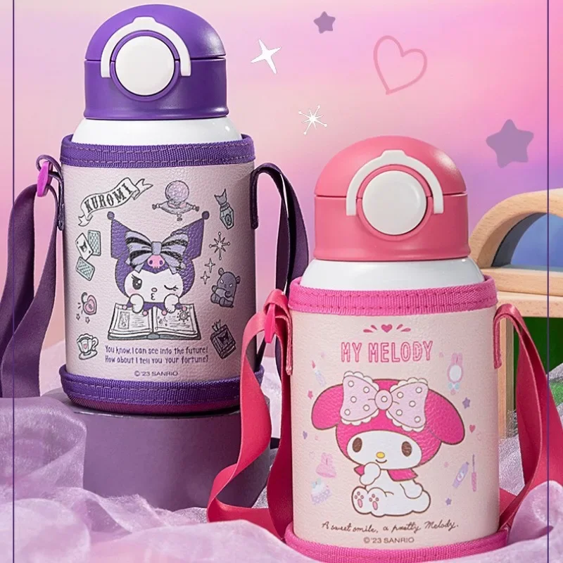 

Kawaii Sanrio Anime My Melody Kuromi New Portable Straw Vacuum Cup Cute Cartoon Children's Kettle Student Water Bottle Gifts