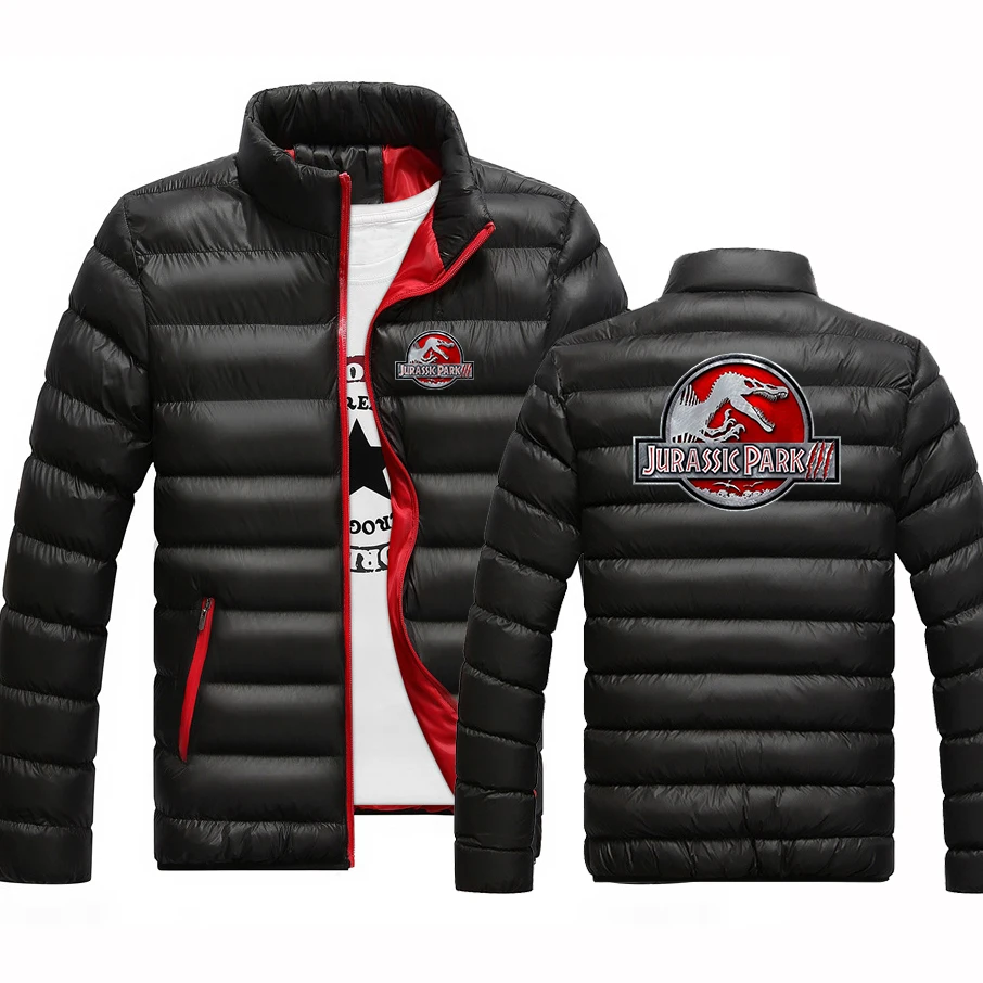 2023 New Men Jurassic Park Autumn Winter Thicken Warm Leisure Fashion Four-Color Cotton Comfortable Casual Zipper Jacket Coat