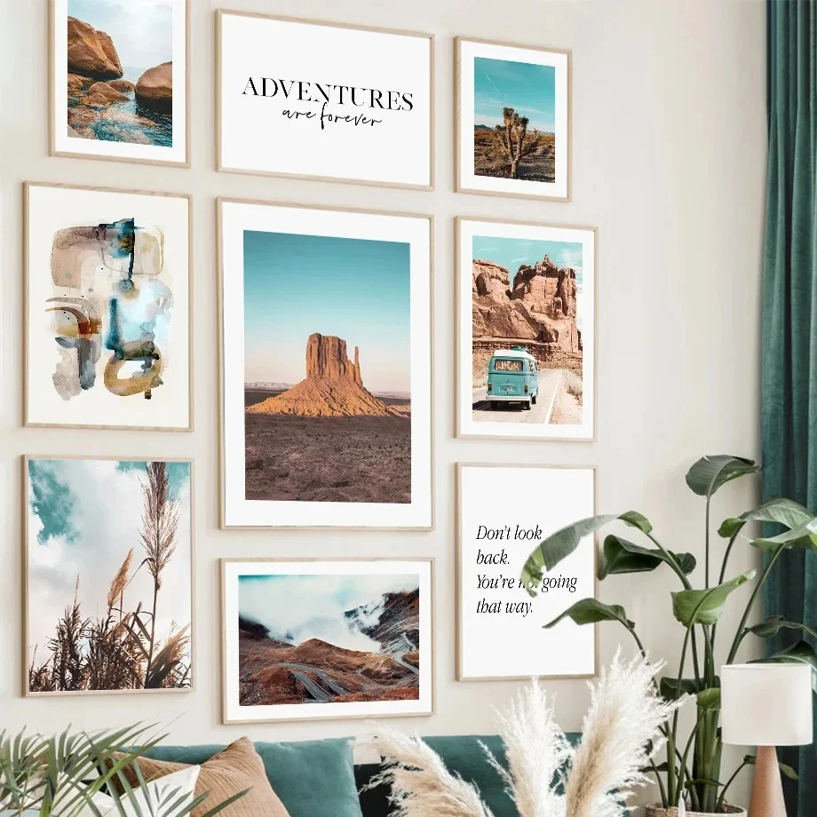 

Wall Art Canvas Painting Rack Hill High Way Van Blue Sky Nordic Posters and Prints Wall Pictures for Living Room Home Decoration