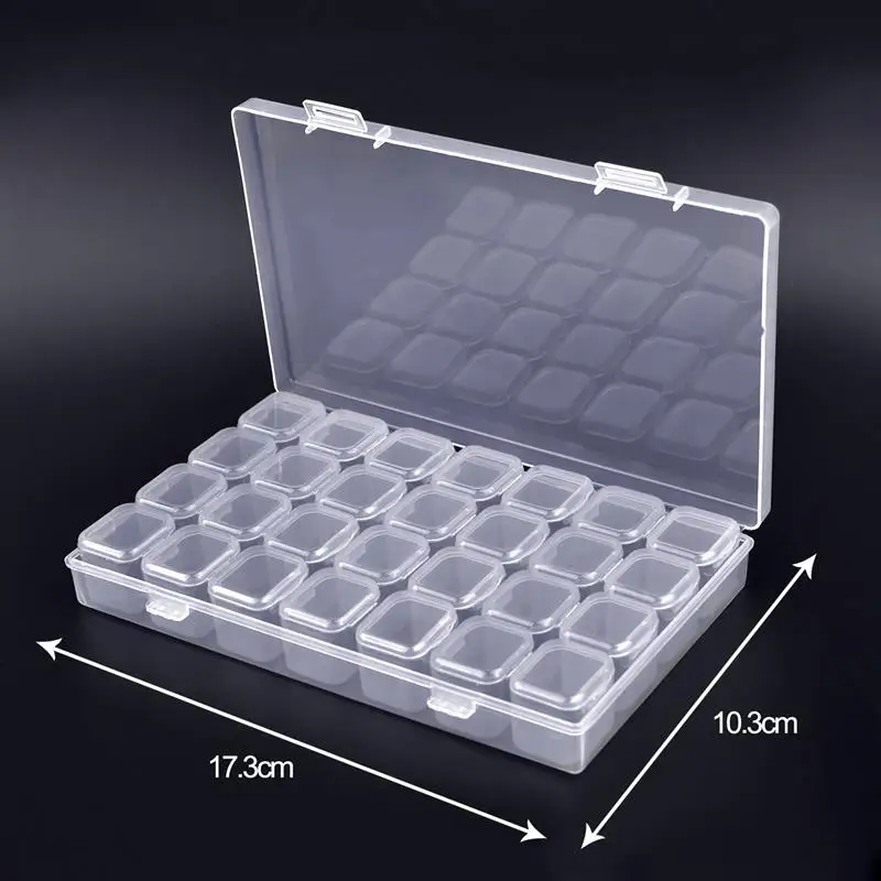 28Girds Adjustable Plastic Storage Box Storage Box Case for jewelry Diamond Embroidery Craft Bead Pill Holder Tool