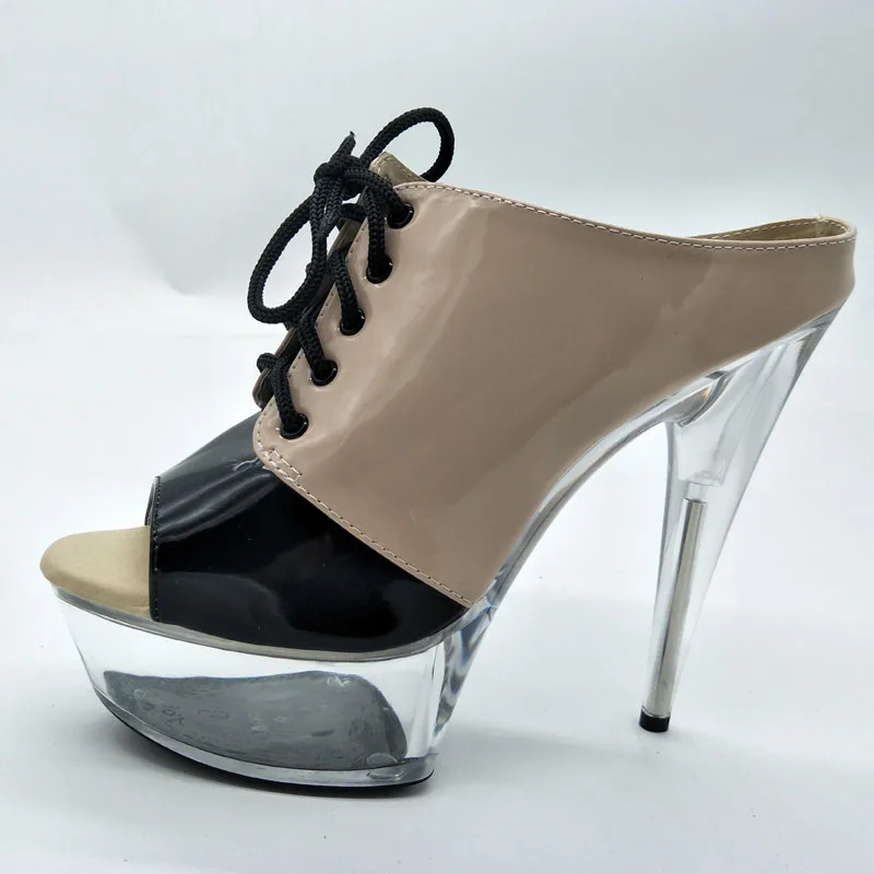 

LAIJIANJINXIA New 15CM/6inches PU Upper Fashion Sexy Exotic High Heel Platform Party Women Slippers Pole Dance Shoes H365