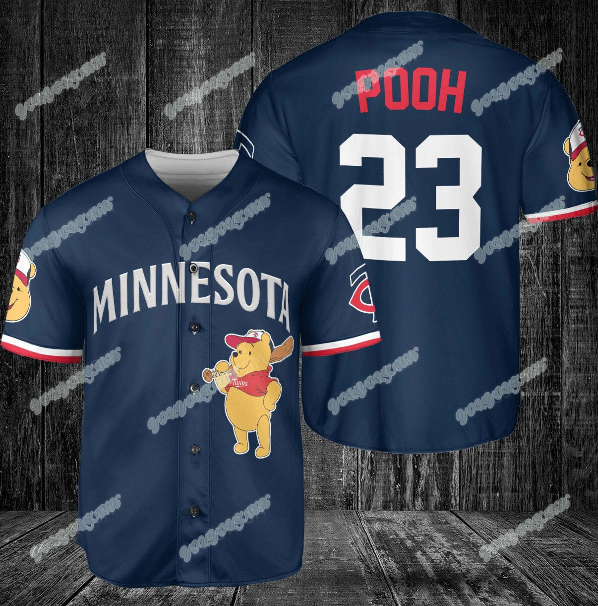

Minnesota Twins Cartoon Print Baseball Jersey Print Jersey Navy Blue Personalized Sports T-Shirt Men's Casual Outdoor Top