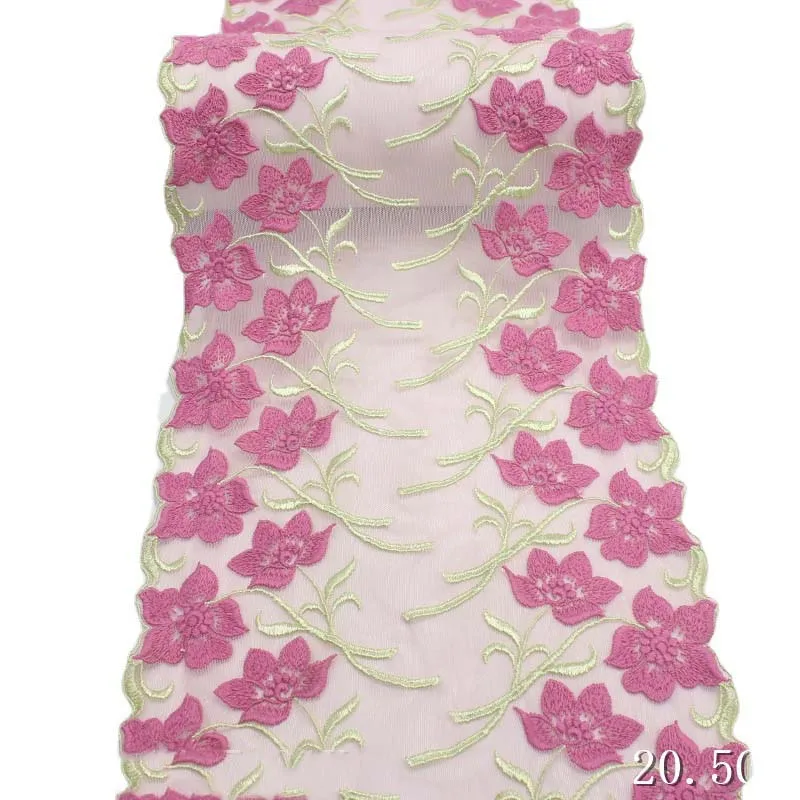 

32 ярда Двусторонняя Цветочная вышитая розовая сетчатая кружевная отделка для шитья одежды аксессуары нижнее белье бюстгальтер женское платье Декор