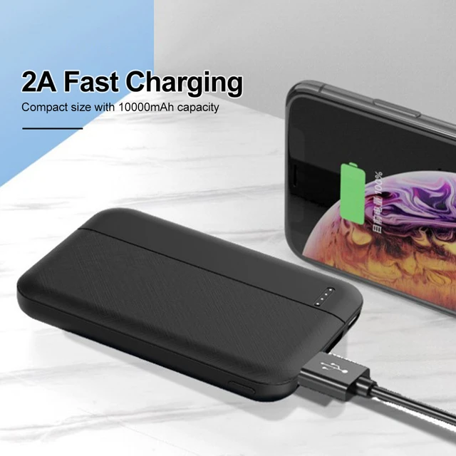 10000mAh Power Bank 5V/2A Portable Mini Charger Fast Charging