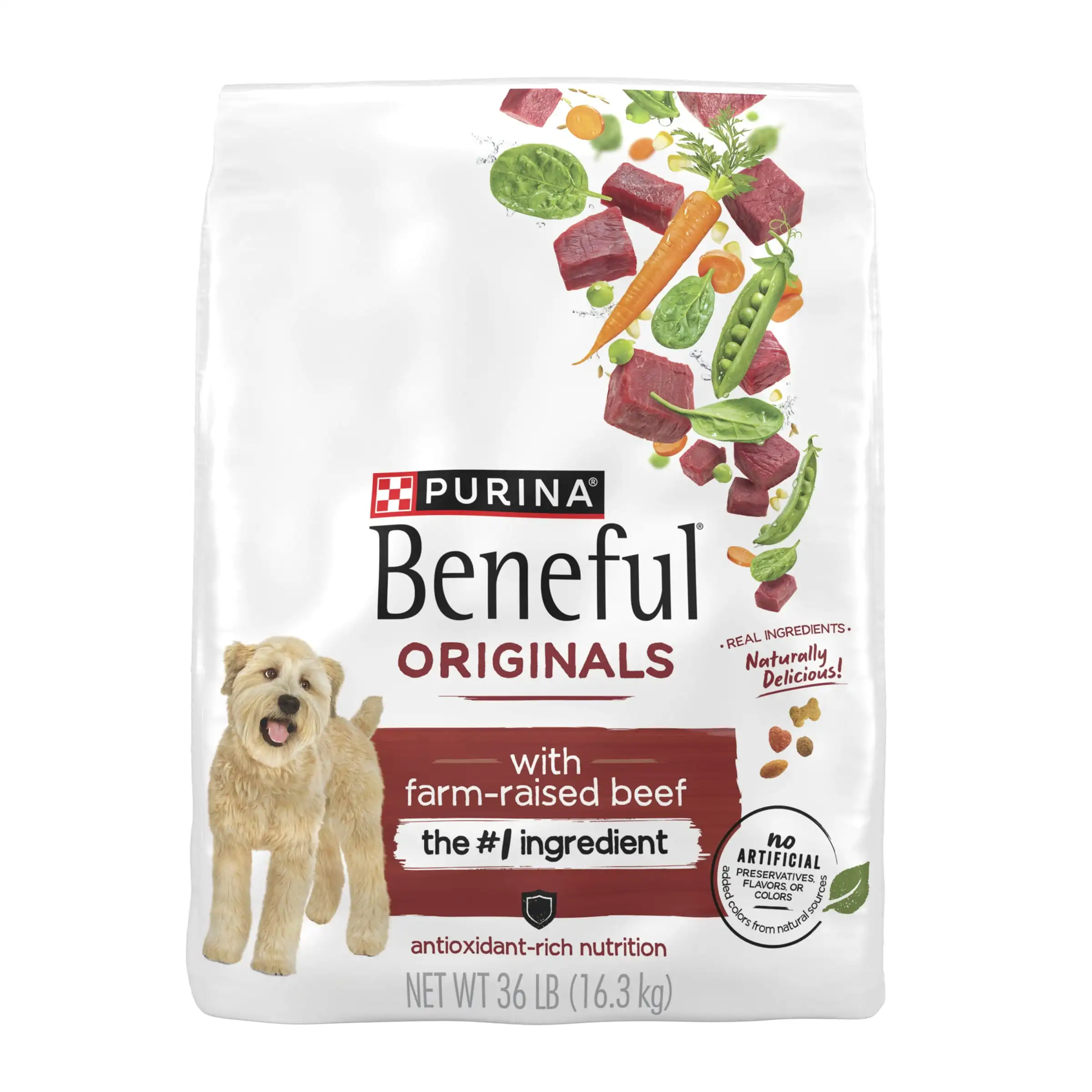 

Purina Beneful Originals Dry Dog Food Farm Raised Beef 36 Lb Bag Great Taste Essential Vitamins Minerals