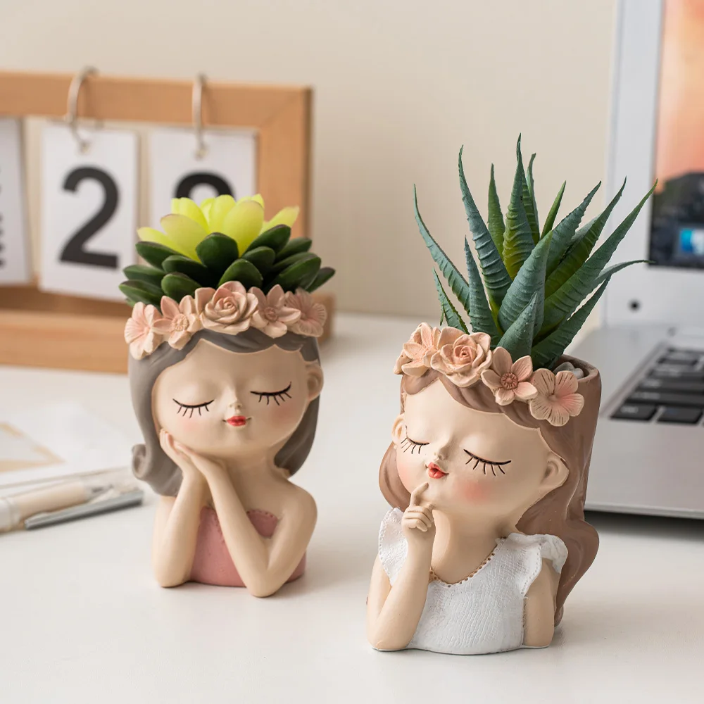 Nordic Flower Pots Cute Girl Decorative Planters Succulents Cactus Flower Pot Decorative Planters for Plants Home Decor Gift flower pot plant pot