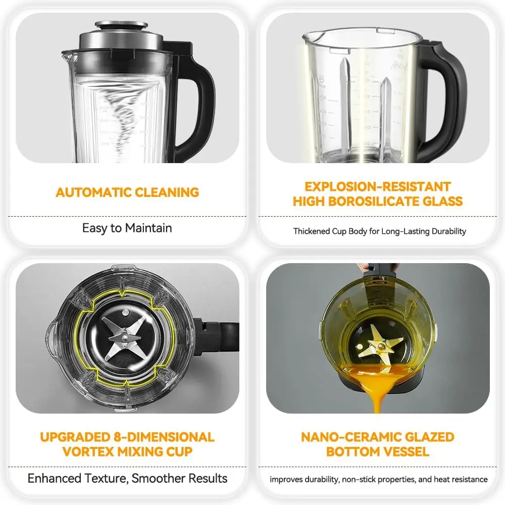 Ash01-B Blenders For Kitchen With Heating, 1200W Adjustable 26000-60000Rpm High Speed Food Processors, Black Professional 2 Ash01-B Blenders For Kitchen With Heating, 1200W Adjustable 26000-60000Rpm High Speed Food Processors, Black Professional 2